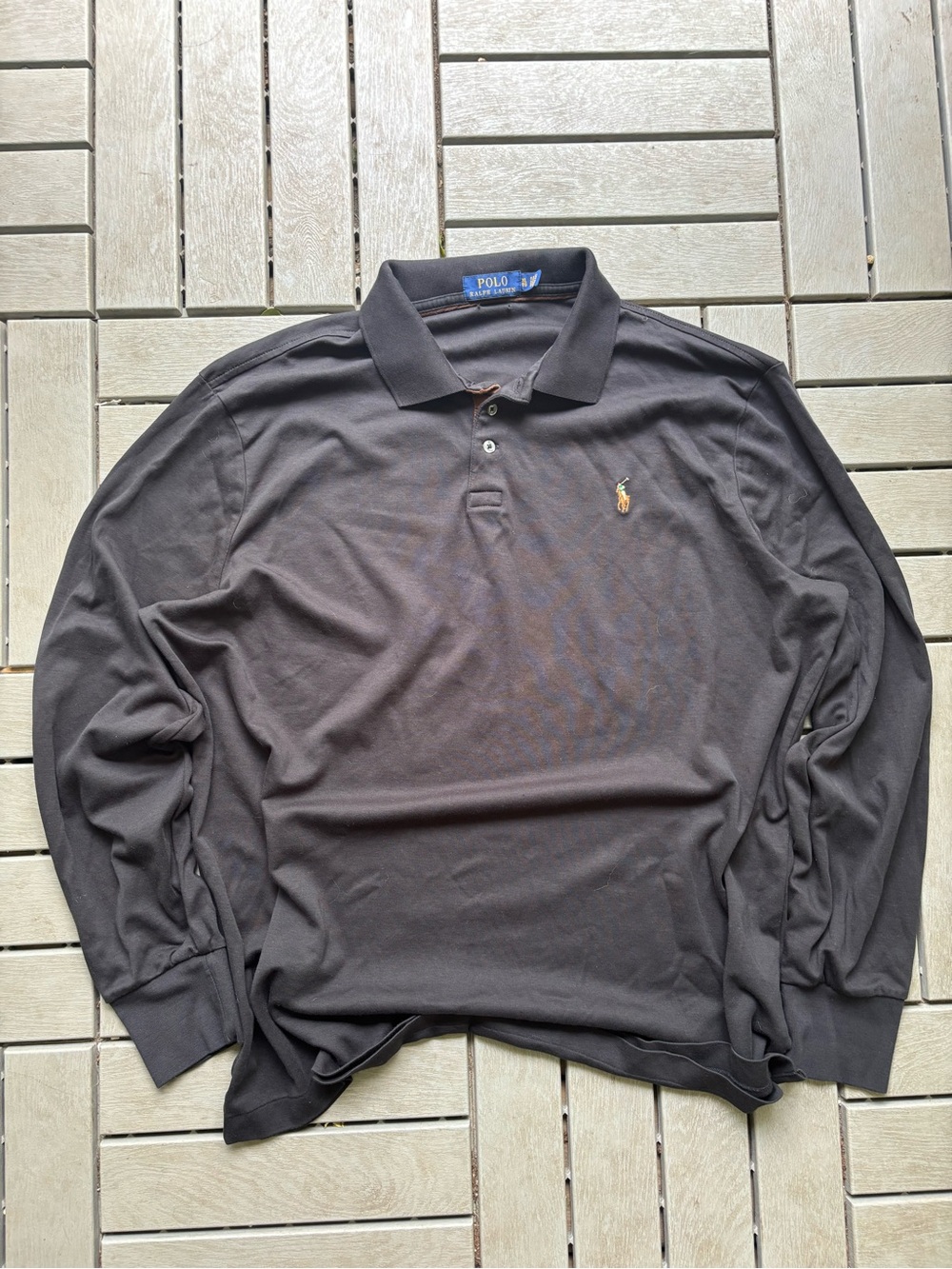 Polo by Ralph Lauren Long Sleeve Polo in Dark Brown with Gold Pony